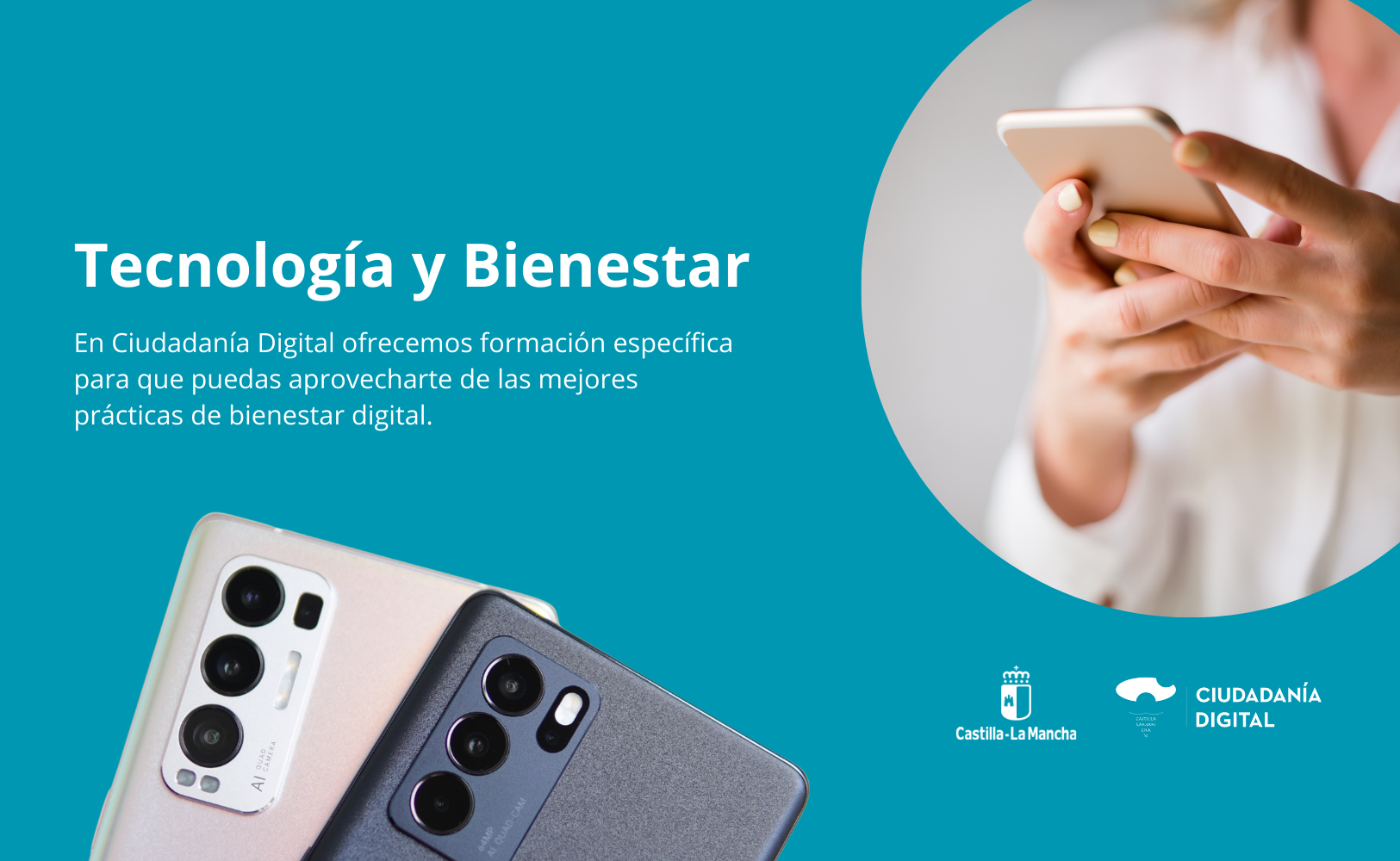 Tecnología y bienestar. En Ciudadanía Digital ofrecemos formación específica para que puedas aprovecharte de las mejores prácticas de bienestar digital.