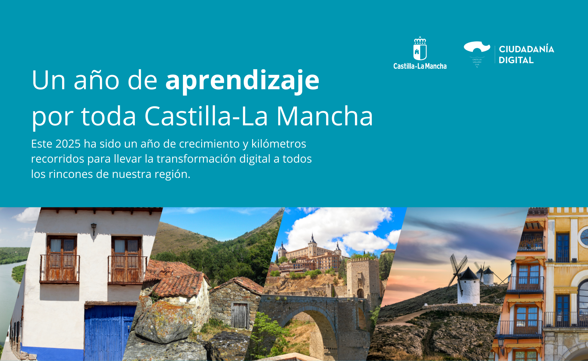 Imagen de cabecera. Incluye un texto que dice: Este 2025 ha sido un año de crecimiento y kilómetros recorridos para llevar la transformación digital a todos los rincones de nuestra región.